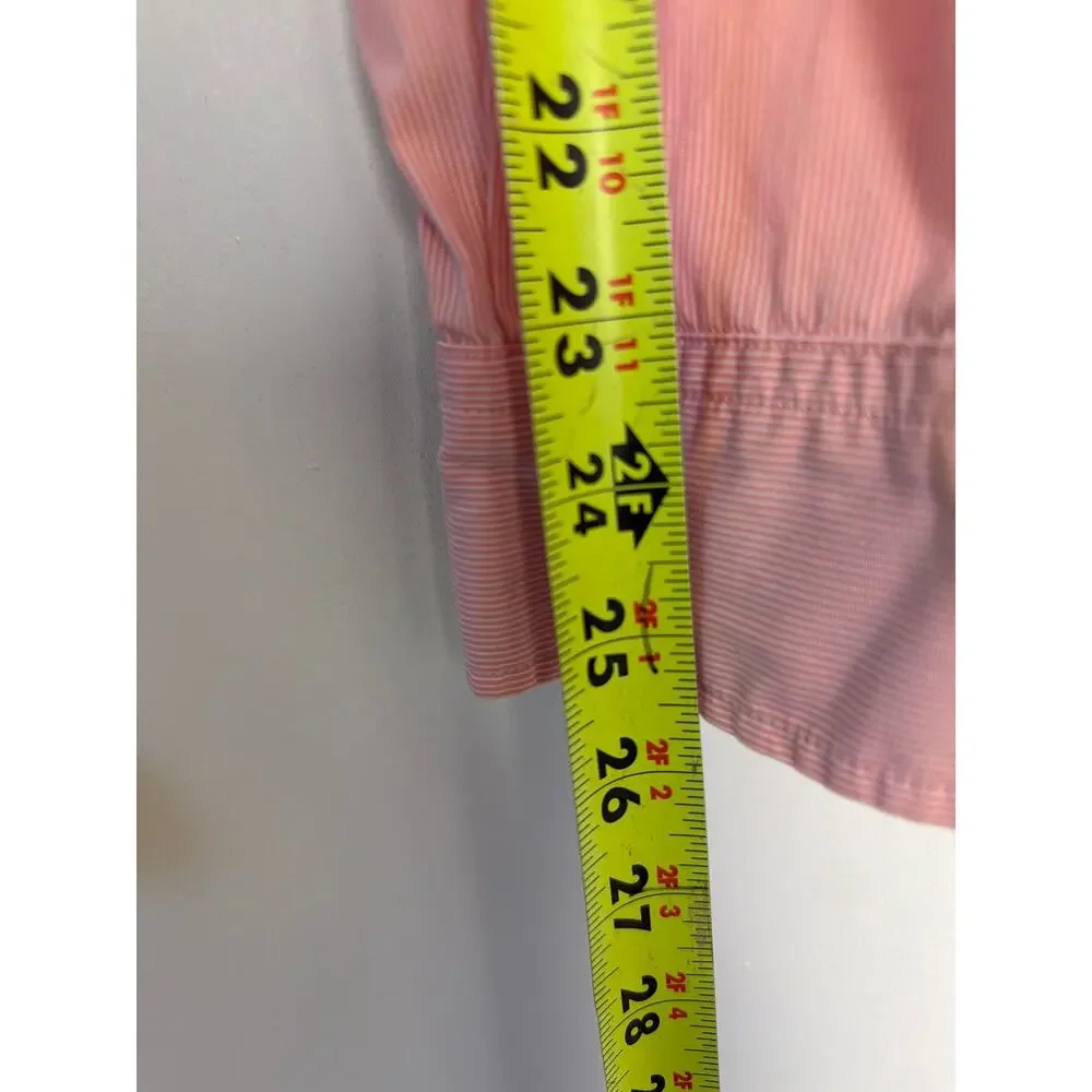 Banana Republic Men Size Medium Grant Fit Light Coral Pink Striped Dress Shirt